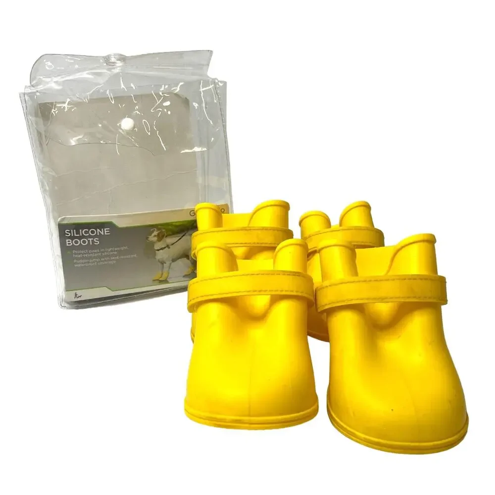 Good2GO Yellow Silicone Dog Boots Waterproof Skid Heat Resistant Size Large